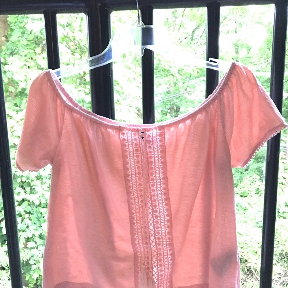 Divided Pink Off-the-Shoulder Embellished Blouse